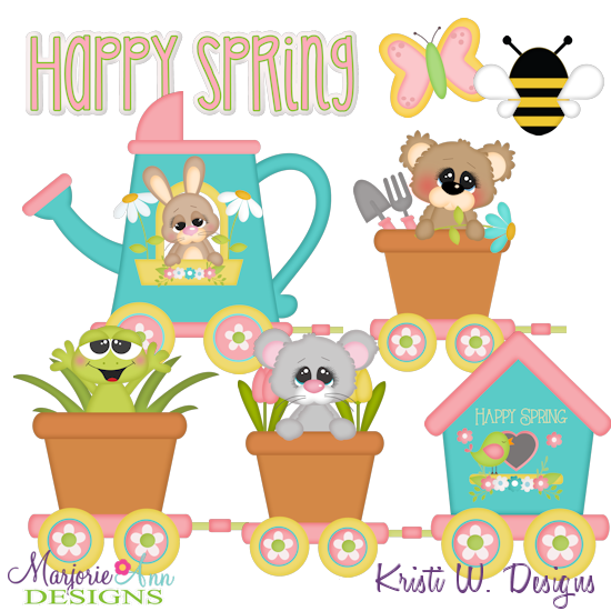 Happy Spring Train SVG Cutting Files + Clipart - Click Image to Close